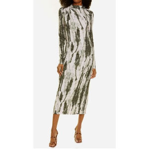 Elegant Green and White Patterned Dress